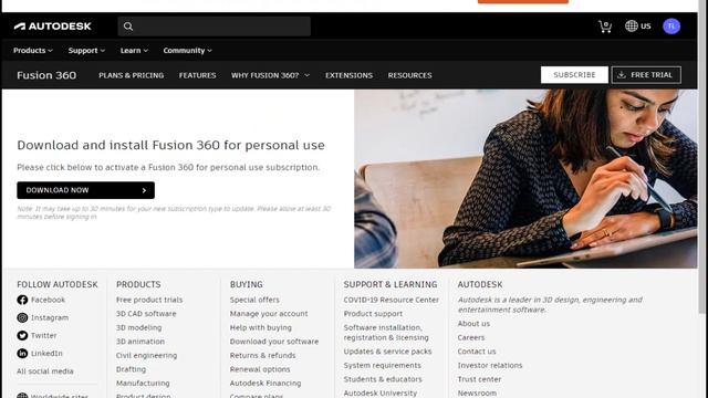 Установка и настройка Fusion 360 и получение бесплатной персональной лицензии. смотреть онлайн