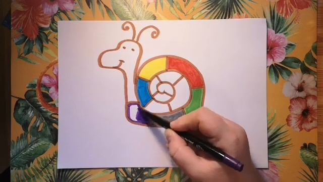 Рисуем улитку! How to draw a snail! 蜗牛画! घोंघा! #улитка #рисование #дети смотреть онлайн