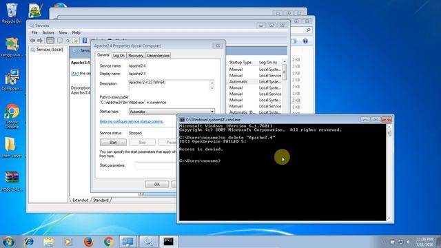Delete a service on windows 7 with command prompt(CMD) смотреть онлайн