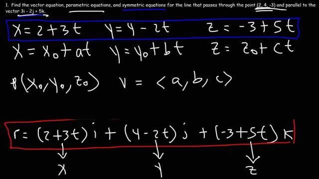 How To Find The Vector Equation of a Line and Symmetric & Parametric Equations смотреть онлайн