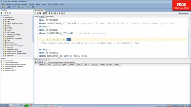 Formation sur Oracle 12 C: 22. Utilisation des Opérateurs IS NULL - NOT - Not Egale. смотреть онлайн