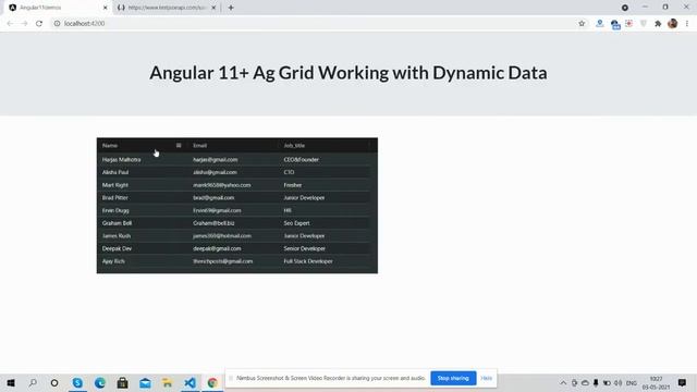 Ag-grid in Angular 11 with Dynamic Data смотреть онлайн