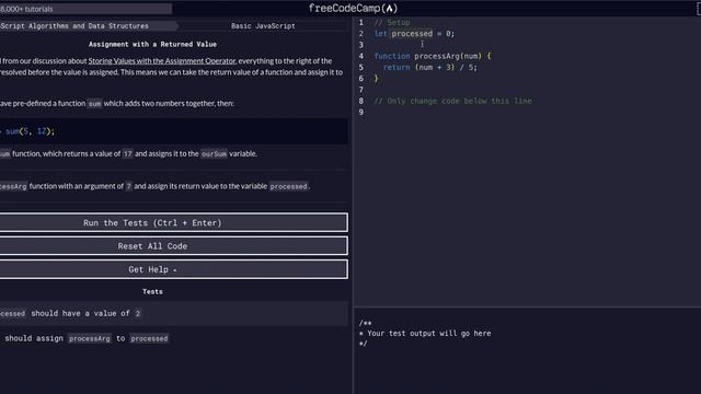 Assignment with a Returned Value - Free Code Camp Help - Basic Javascript Algorithm Data Structur смотреть онлайн