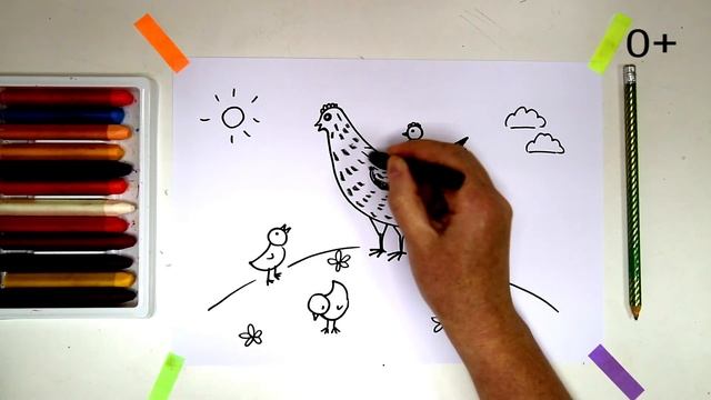 #какнарисовать #КУРИЦА #ЦЫПЛЯТА Уроки Рисования Для Детей #howtodraw #chicken #drawforchildren