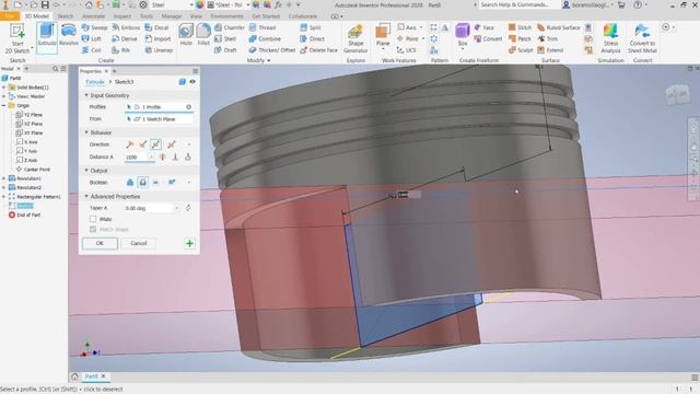 Inventor 2020 Piston Tutorial: PISTON HEAD (4) смотреть онлайн