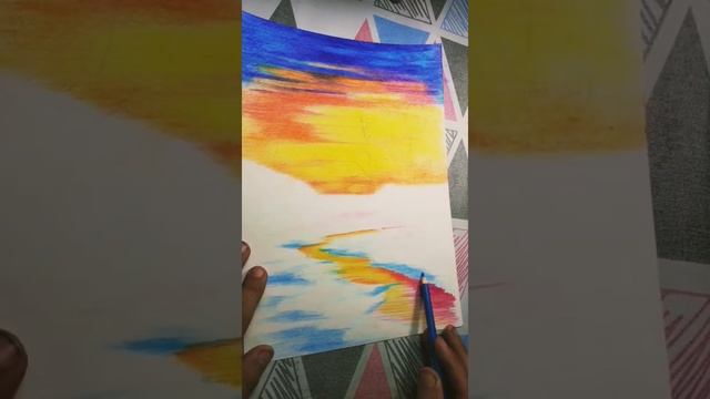 Зима Пейзаж. Цветными карандашами смотреть онлайн