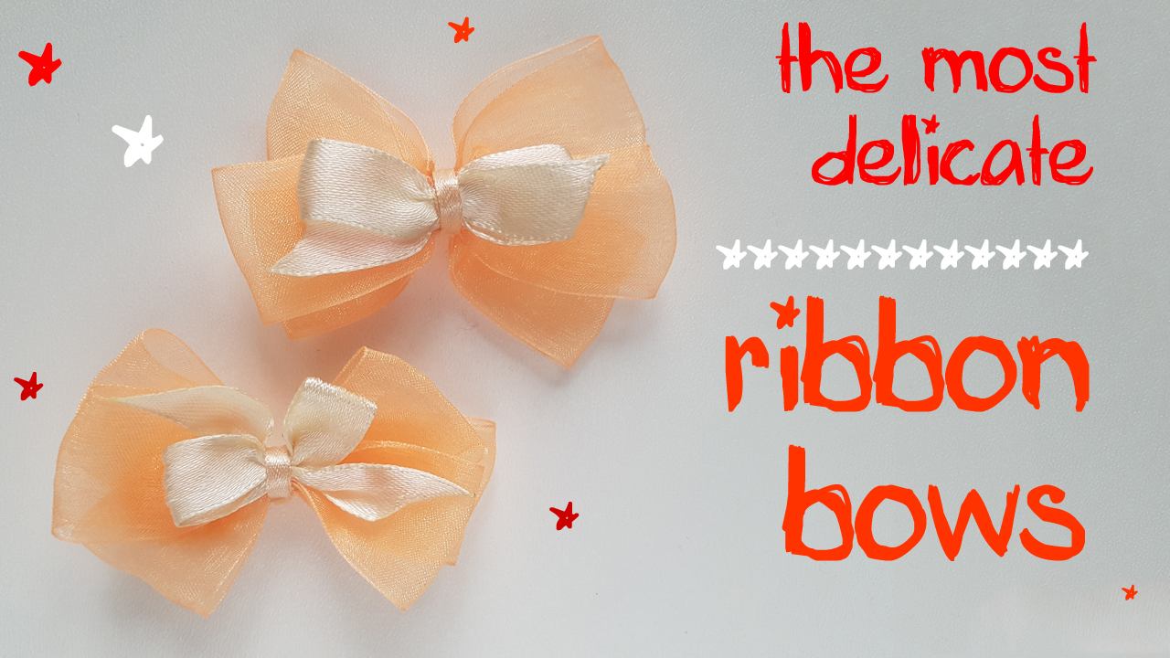 Как сделать бантики из лент ? Нежнейшие бантики из лент ? Бантики для волос своими руками ? смотреть онлайн