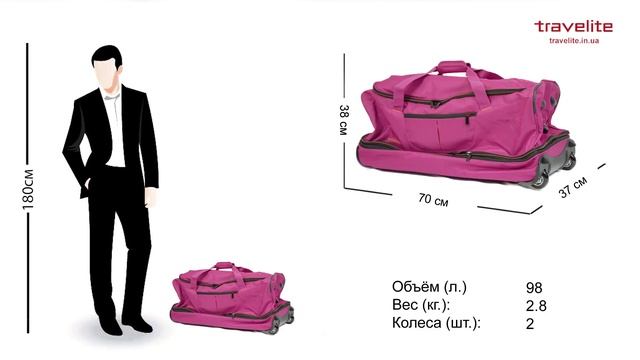 Дорожная сумка на колесах Travelite BASICS/Pink L Большая TL096276-17