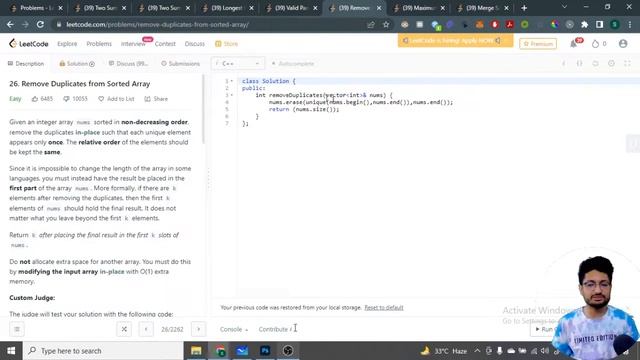 26. Remove Duplicates from Sorted Array | Leetcode Top Interview Questions Playlist | LEETCODE EASY смотреть онлайн