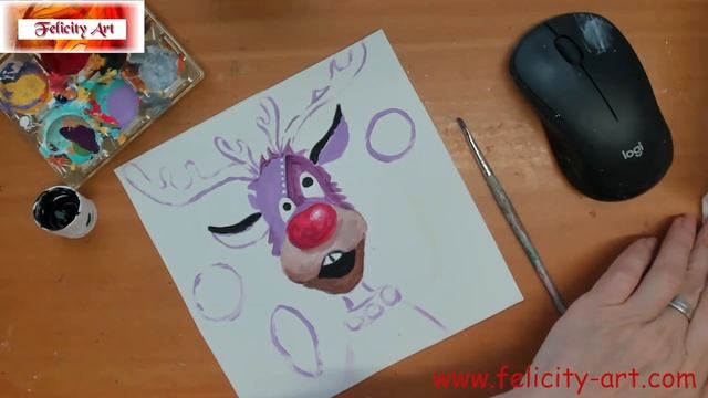 Новогодний Олень. Рисуем на картонках! смотреть онлайн