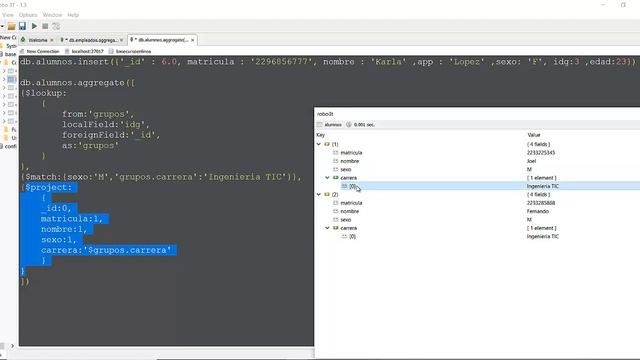Tutorial MongoDB 4.2 Parte 12 aggregate con $lookup $replaceRoot, $project $match y $sort смотреть онлайн