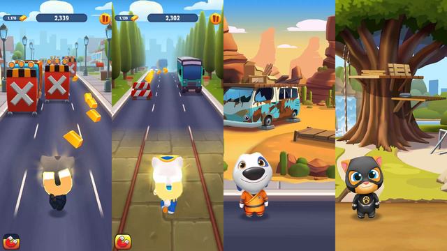 Talking Tom Gold Run Agent Tom vs Genie Angela vs Kung Fu Hank vs Super Ginger Android Gameplay смотреть онлайн