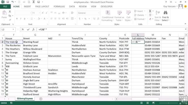 Advanced Microsoft Excel 2013 Tutorial | CONCATENATE: Building Strings From Multiple Cells смотреть онлайн