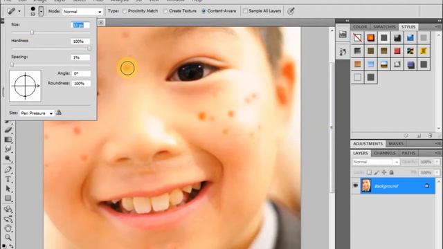 Photoshop Tutorial For Complete Beginners - Remove Acne and Pimples (spot healing brush tool) смотреть онлайн