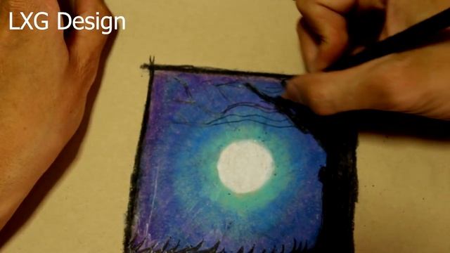 Draw a Night Sky - Moon Light - Beginner color pencil смотреть онлайн