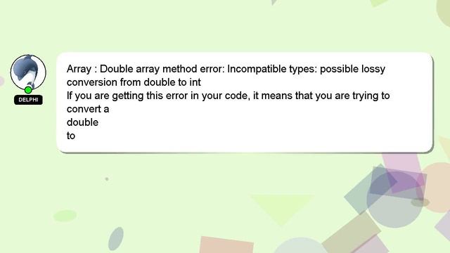 Array : Double array method error: Incompatible types: possible lossy conversion from double to int смотреть онлайн