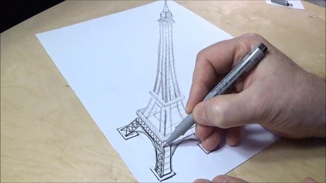 ► EIFFEL TOWER ILLUSION - How to Draw Eiffel Tower - 3D Trick Art смотреть онлайн