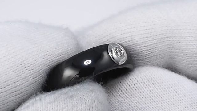 Кольцо из чёрной керамики с белым золотом и бриллиантом 6015032