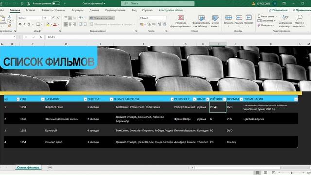 Список фильмов (шаблон Excel) смотреть онлайн