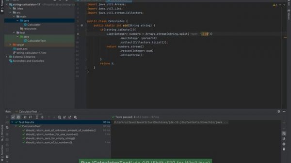 String-calculator kata in Java (TDD)