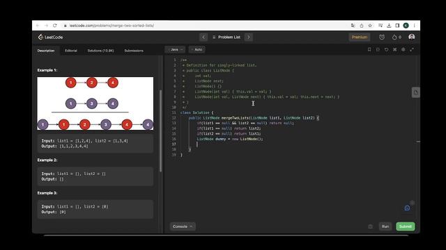 Merge Two Sorted Lists - Leetcode 21 - Java смотреть онлайн