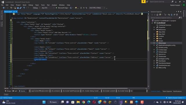 ASP.NET : How to Open Popup Modal on Button Click In Asp.net web forms for Crud Operation (part 1) смотреть онлайн
