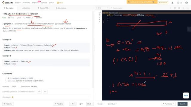 Check if the Sentence Is Pangram | LeetCode 1832 | Java | Without Array or Set | @LearnOverflow смотреть онлайн