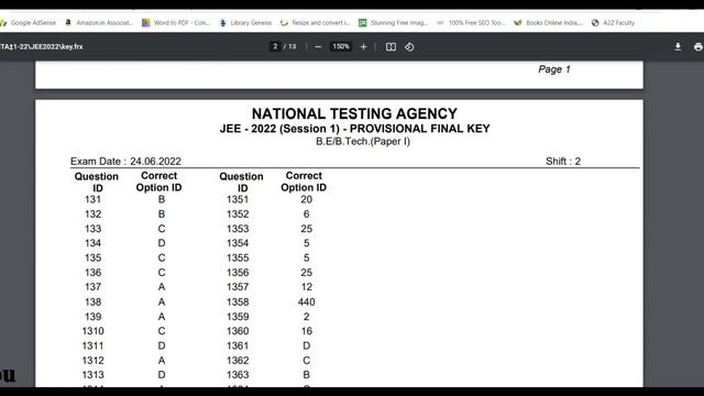 How to check JEE Main Final Answer key 2022 session 1 in telugu | JEE Main 2022 final Answer key смотреть онлайн
