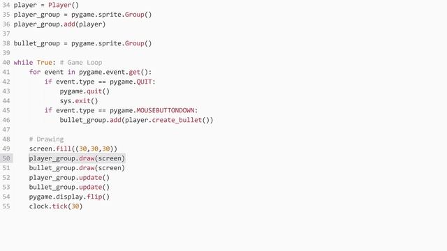 Python / Pygame Tutorial: Creating a basic bullet shooting mechanic смотреть онлайн