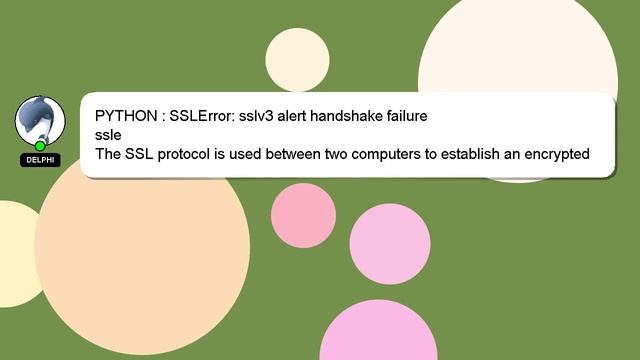 PYTHON : SSLError: sslv3 alert handshake failure смотреть онлайн
