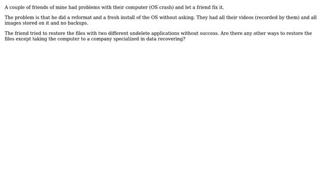 Restore files after a reformat смотреть онлайн