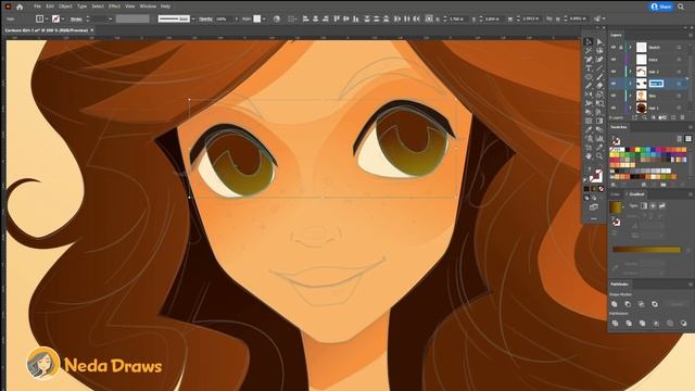 ADOBE ILLUSTRATOR PAINTING- Draw a Vector Cartoon Face With Me смотреть онлайн