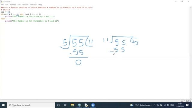 Condition 4 ||Write a Python program to check whether a number is divisible by 5 and 11 or not. смотреть онлайн