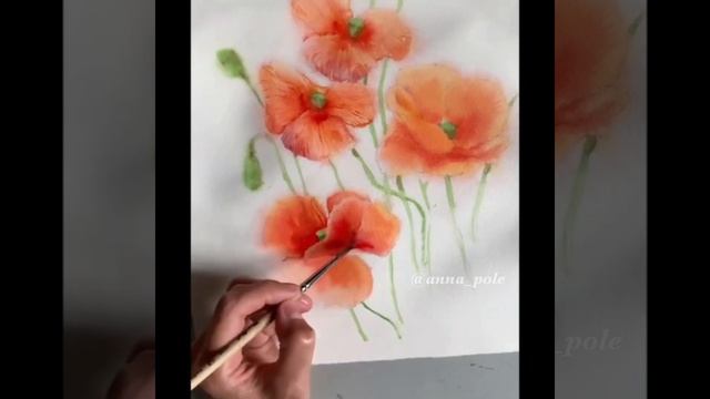 Рисуем маки акварелью. Демо. смотреть онлайн