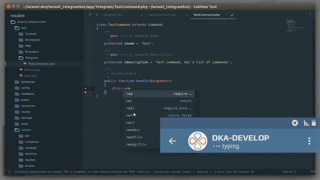 Telegram bot на Laravel | Создаем команду для бота на telegram | Laravel 5.6 | 5.x - #6 смотреть онлайн