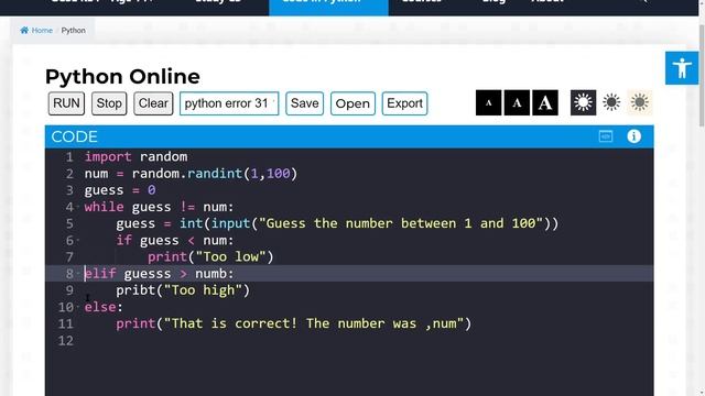 Fix those Python errors - Random number guessing game смотреть онлайн