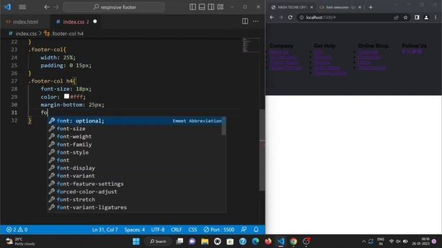 Создание адаптивного Footer с использованием HTML и CSS смотреть онлайн
