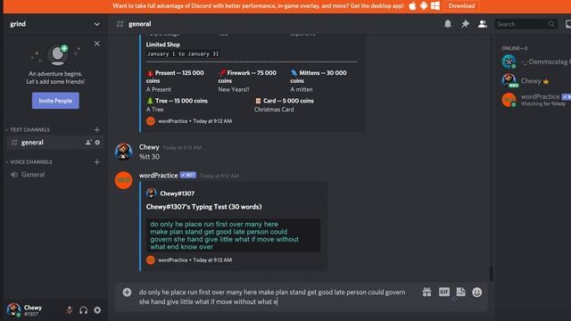 wordPractice typing test discord bot смотреть онлайн