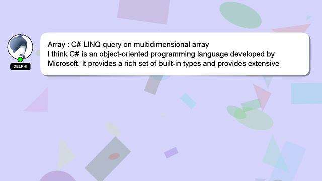 Array : C# LINQ query on multidimensional array смотреть онлайн