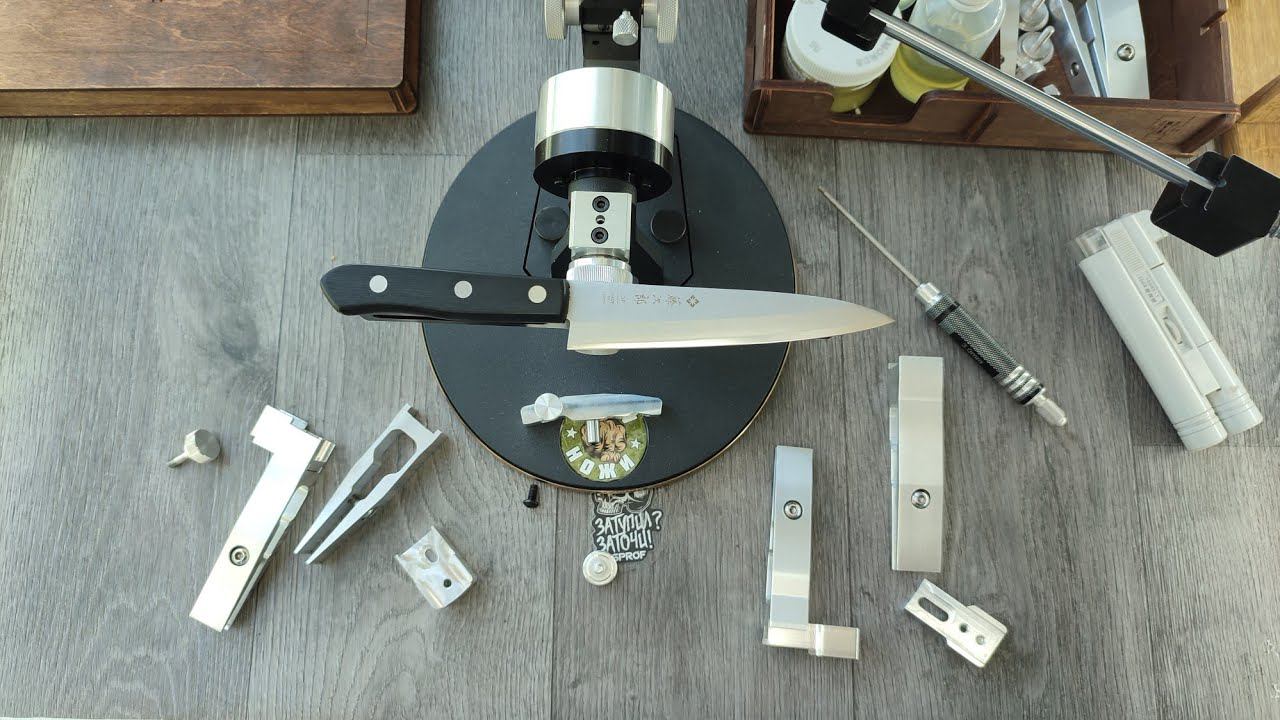 Заточка ножа Tojiro в линзу. Г или L образные переходники от TSPROF. смотреть онлайн