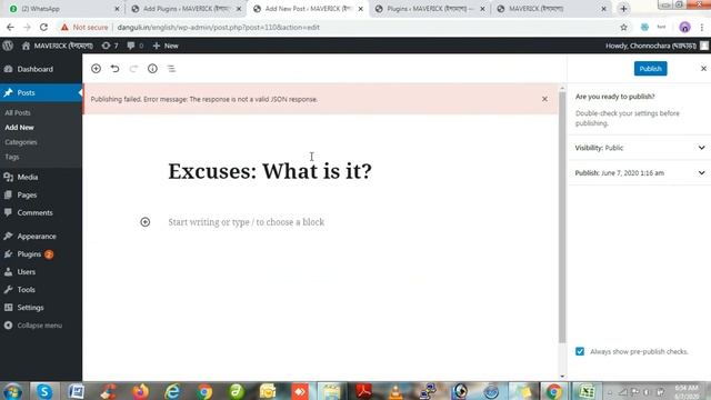 How to Fix Publishing failed Error message The response is not a valid JSON response in Hindi смотреть онлайн