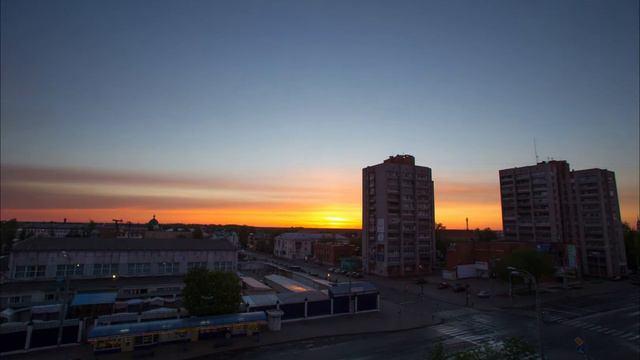 timelapse Рыбинск 18 мая 2013г, восход 4:00 - 5:00 смотреть онлайн