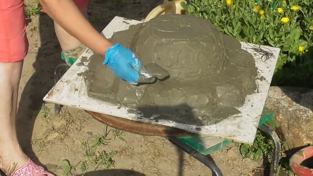 Большой вазон для цветов из цемента и песка своими руками .Cement Project "Big flower pot" смотреть онлайн