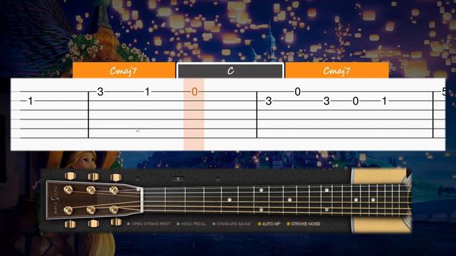 Tangled - I See the Light - EASY Guitar tutorial (TAB AND CHORDS) смотреть онлайн
