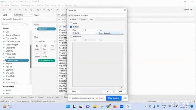 Using Sets and Top N to find frequently bought products with a Certain product | learn tableau смотреть онлайн