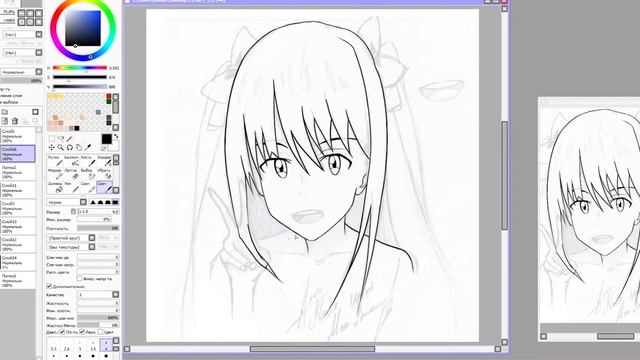 Speedpaint/Timelapse [Paint Tool Sai] Как рисовать Аниме. Anime. Тян. Мику. How to draw mika. смотреть онлайн