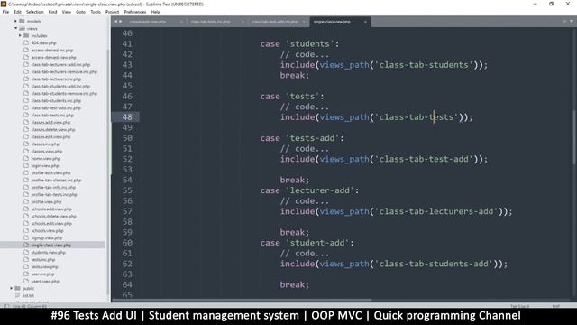 #96 Add Test UI | Student management system in PHP | OOP MVC | Quick programming tutorial смотреть онлайн