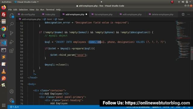 PHP & MySQLi Object Oriented CRUD Application in Hindi | Add Employee Function (Part 2) смотреть онлайн