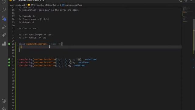 leetcode - 1512 Number of Good Pairs JavaScript Solution смотреть онлайн