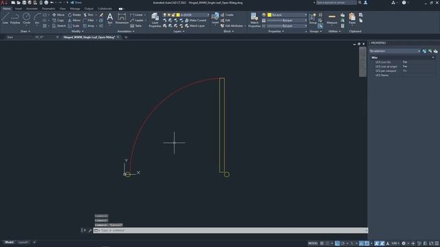 Hinged Door - Welded Wire Mesh Single Leaf (Open 90°): AutoCAD Dynamic Block (Plan View) смотреть онлайн